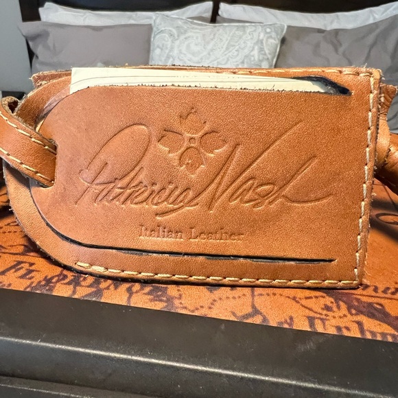 Patricia Nash Vintage Map Print Tan Leather Carryon Vertical Suitcase - Picture 3 of 15